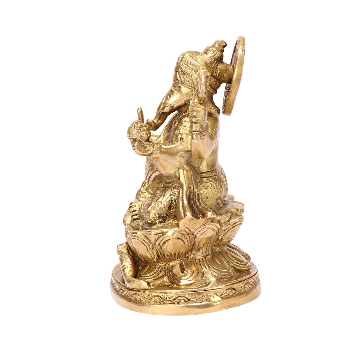 Apko Large Lotus Sitting Ganesha Brass Idol Good Luck God Deity Ganesh Statue -Ganpati Murti For Home Entrance Decor Diwali Gift